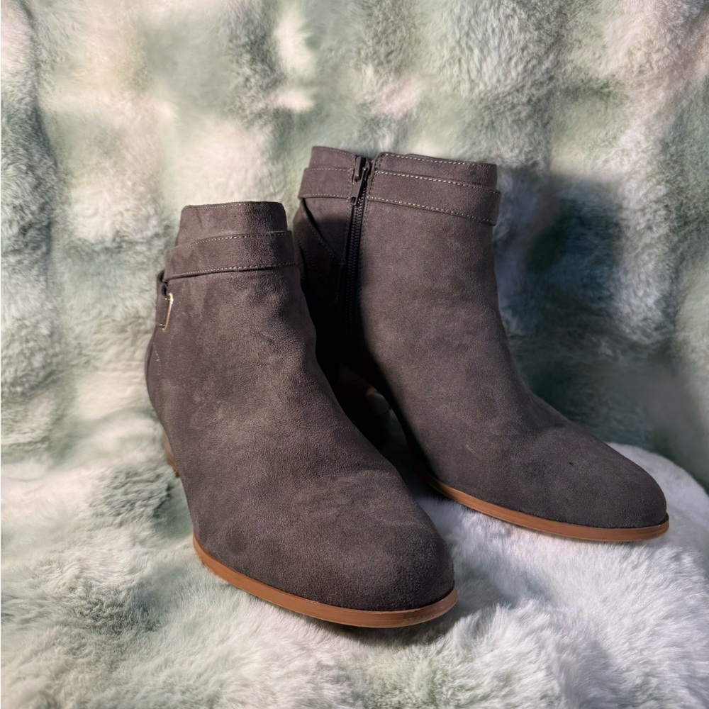 Gray Suede Ankle Boots